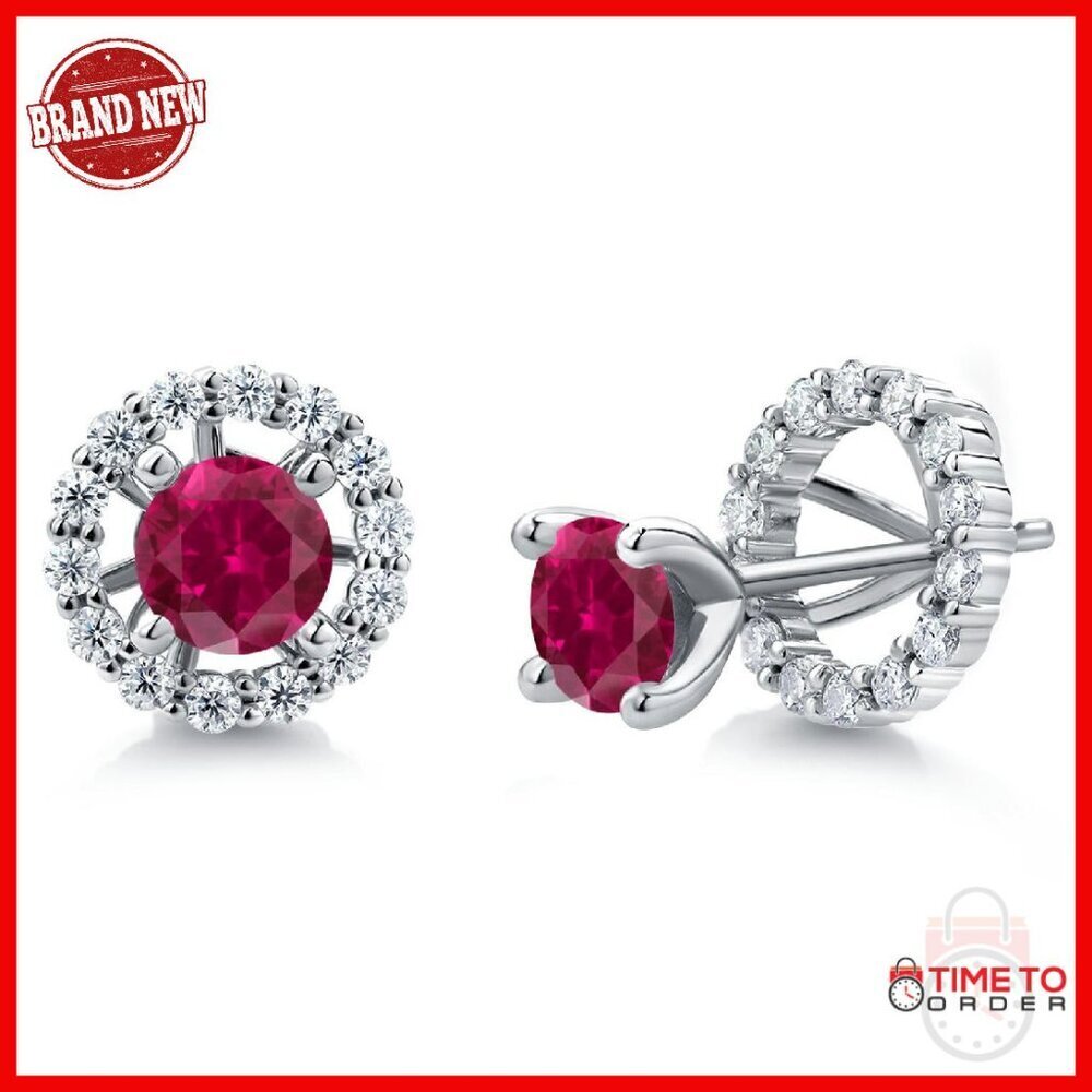 925 Sterling Silver Gemstone Moissanite Stud Earrings with Removable Jackets